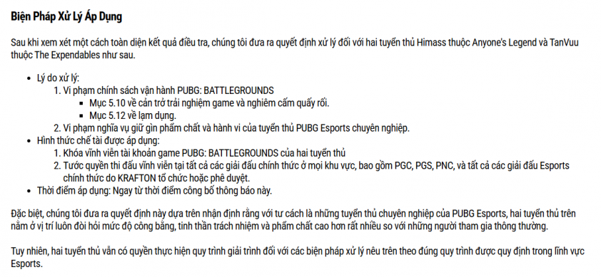 CHÍNH THỨC: 2 siêu sao PUBG của Việt Nam bị cấm vĩnh viễn